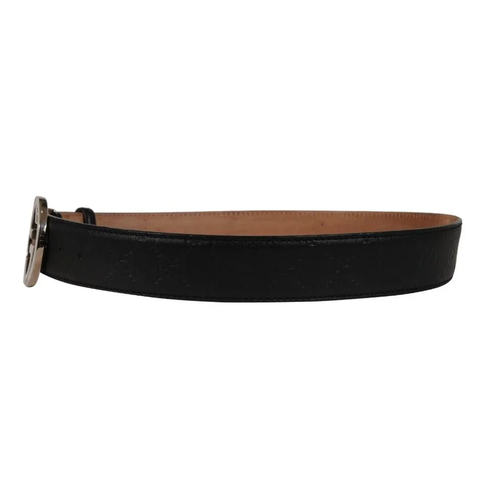 Gucci Mens Interlocking GG Supreme Buckle Belt Sizze 90 36 Black Leather - Picture 3 of 12
